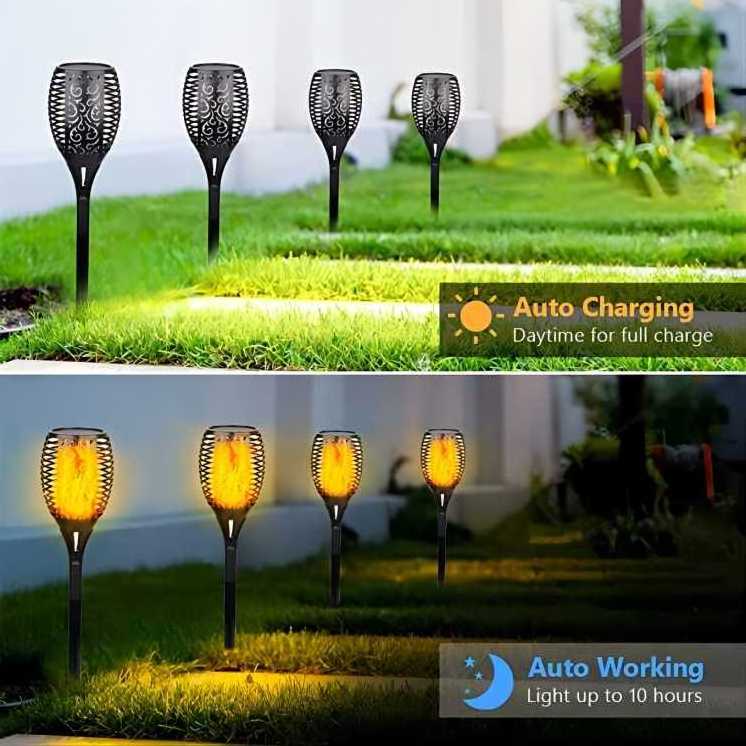 Meixin Amazon Hot Sale Product Outdoor decorative lamp Fire Flickering dancing 75 solar led flame garden light for yard