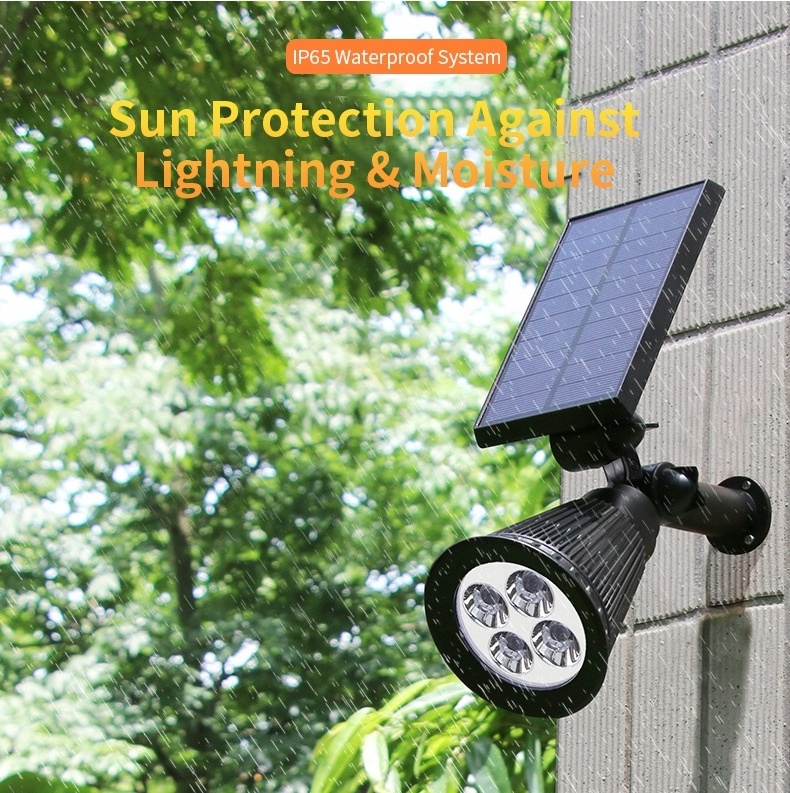 Outdoor IP65 Waterproof Wireless Adjustable Modern Lawn Light 4 LED Solar Garden Lantern