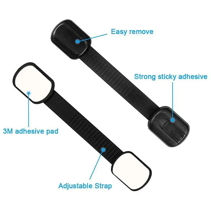 Black Child Safety Cabinet Locks Adjustable Straps for Drawers Refrigerator Toilet For Kids Baby Safety Security Protection