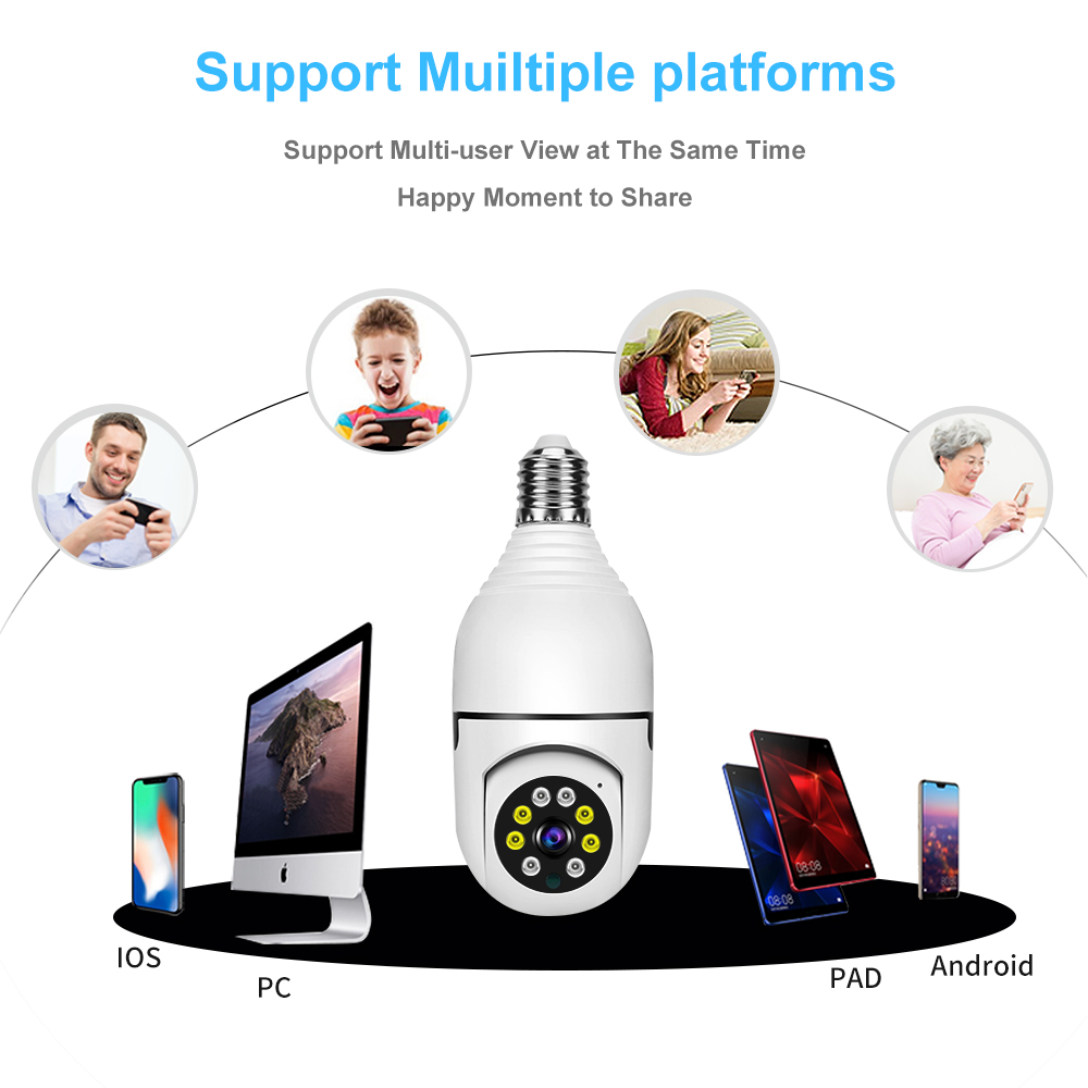 High Quality Hot Sell 5G Light Bulb Surveillance wifi 2MP Camera HD Wifi Smart Camera Home Security Wireless Camera