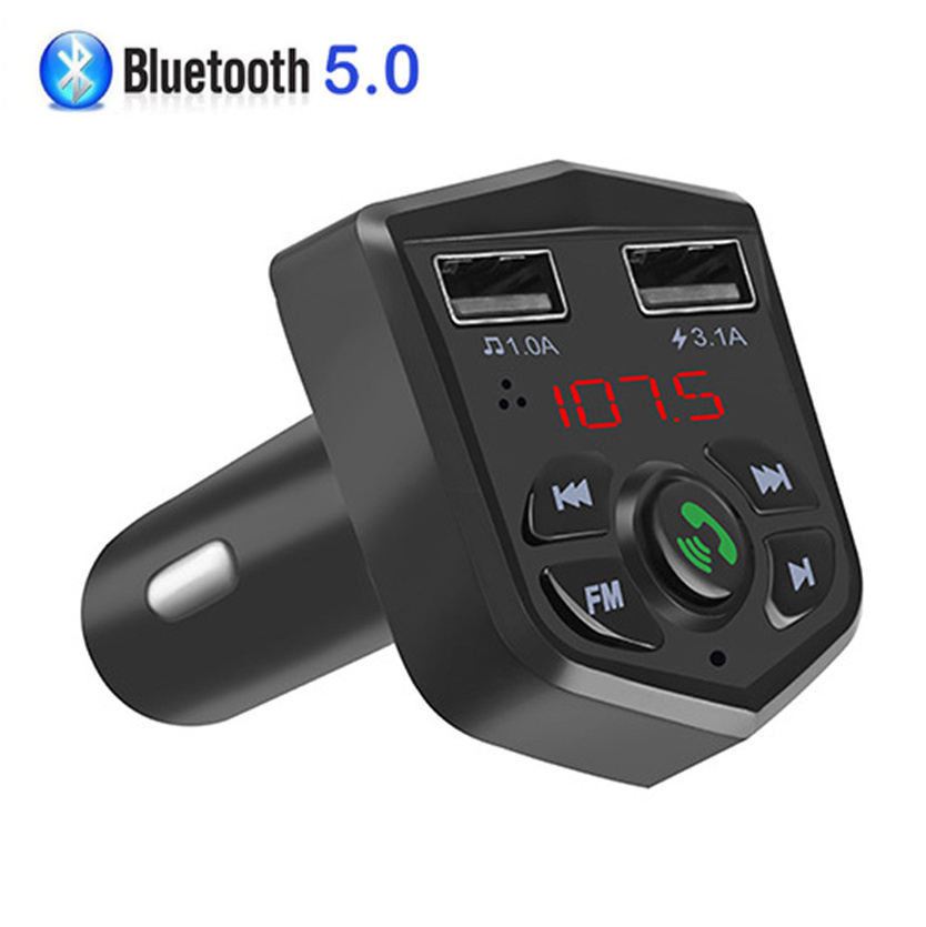 MP3 Music Player BT 5.0 Handsfree Calling Wireless Car BT FM Transmitter Kit with Car Charger Fast Charging