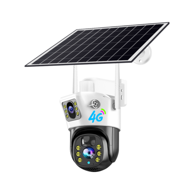 Solar Powered surveillance V380 2k 4mp Wifi 4G Outdoor Security Camera Double Lens Hd Wireless Ptz Video Surveillance Ip Camera