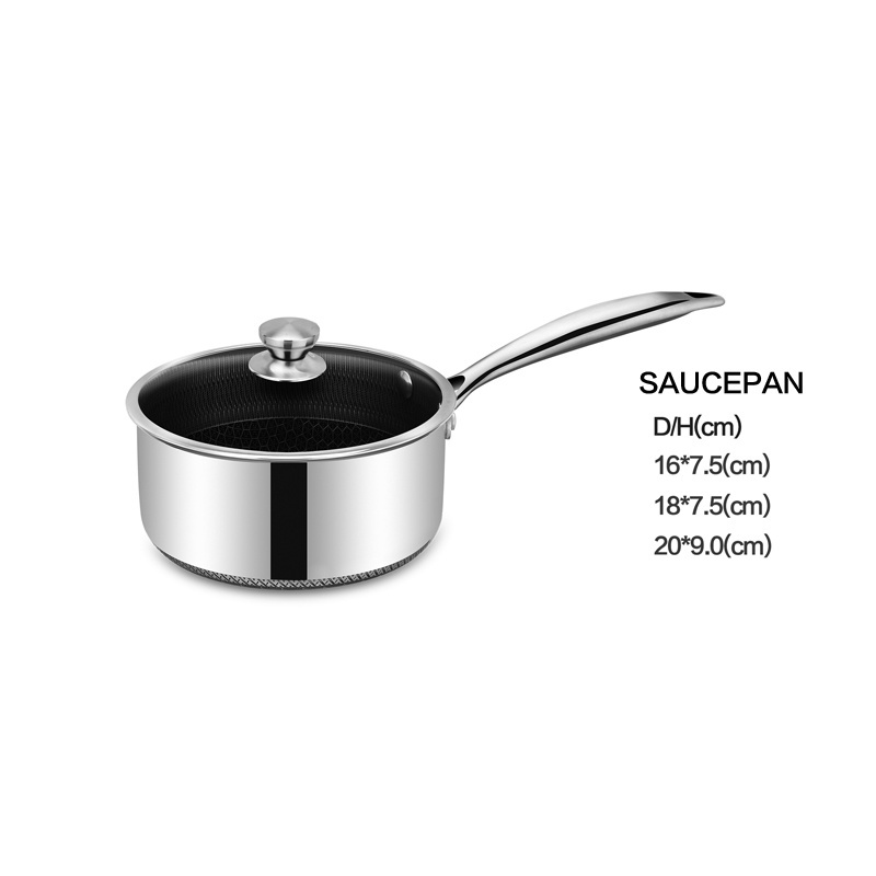 DSFOM 5701 Customizable stainless steel kitchen utensils non stick cooking pot set with Glass Lid