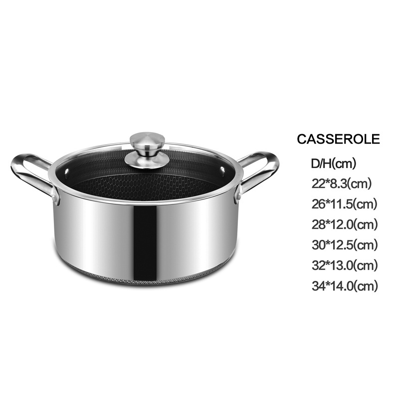 DSFOM 5701 Customizable stainless steel kitchen utensils non stick cooking pot set with Glass Lid