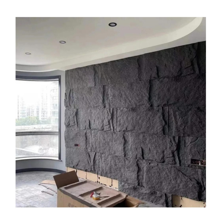 Eco-friendly customized stone panel faux pu rock stone wall panel mold for home