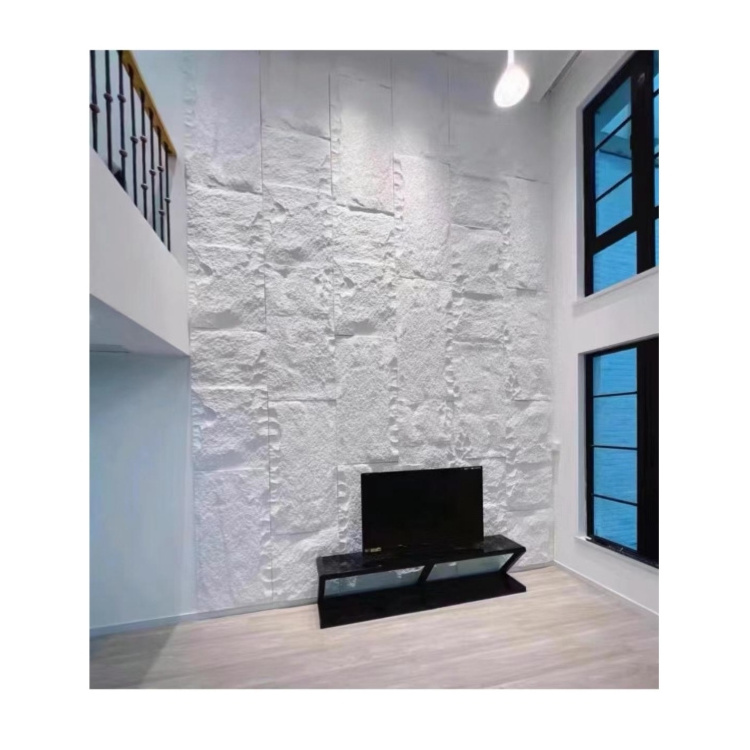 Wholesale lightweight pu plastic artificial rock 3d pu stone wall panels light grey