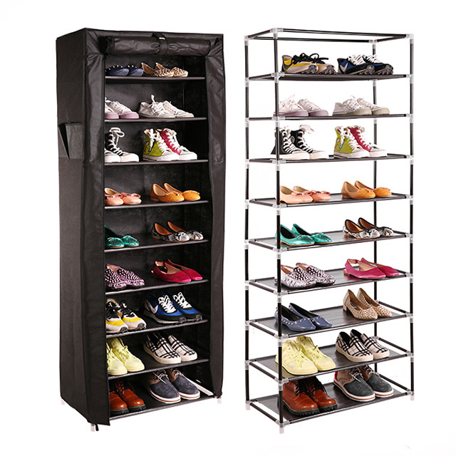 10 Tiers Dustproof Fabric Cover Scarpiera Shoes Rack Shelf Cabinet 10 Layer Organizer