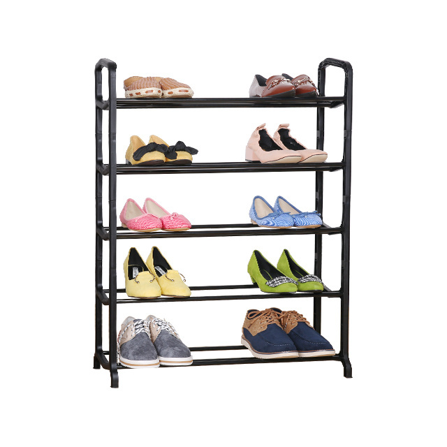 Extension Height Iron Tube Shoe Rack Shelf 5 Tier Shoe Rack For Shoes