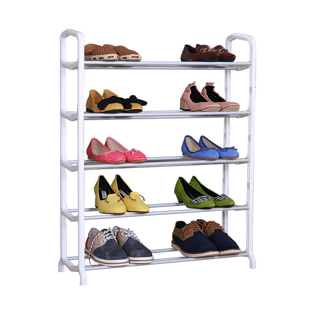 Extension Height Iron Tube Shoe Rack Shelf 5 Tier Shoe Rack For Shoes