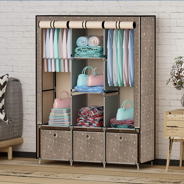 Home Furniture Simple Designs Amoires Storage Collapsible Wardrobe Organizers Folding Cabinet Foldable Fabric Closet Wardrobe