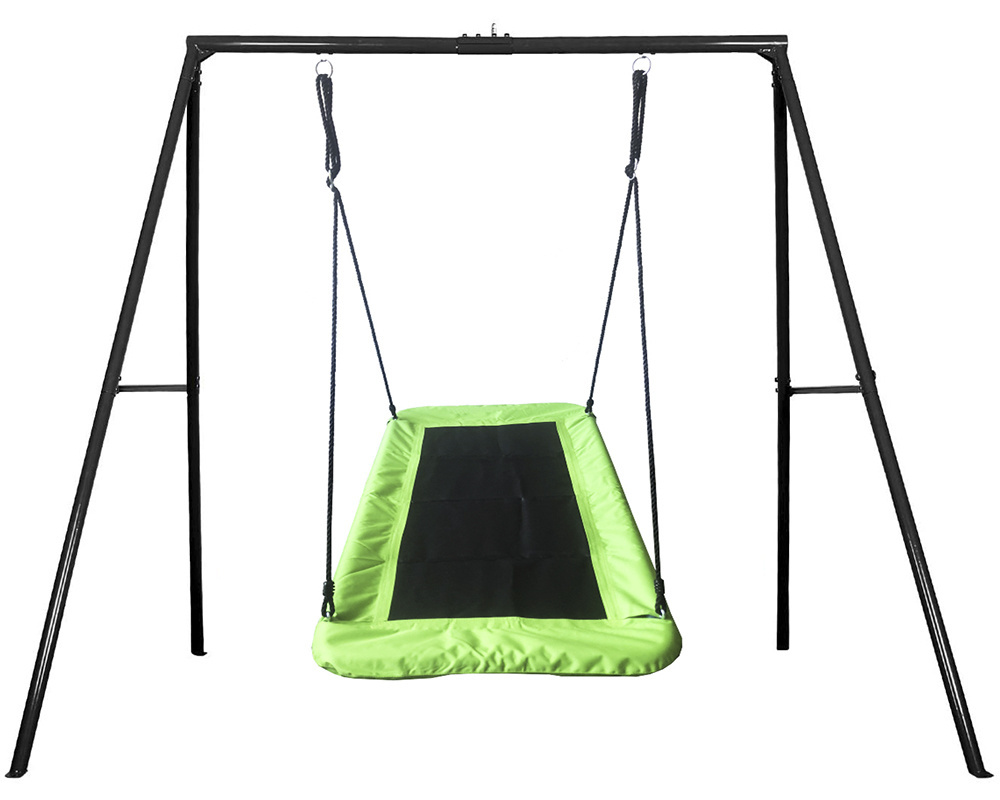 Swing Set with Rectangular Saucer Tree Swing, Swivel and Heavy Duty A-Frame Metal Swing Stand