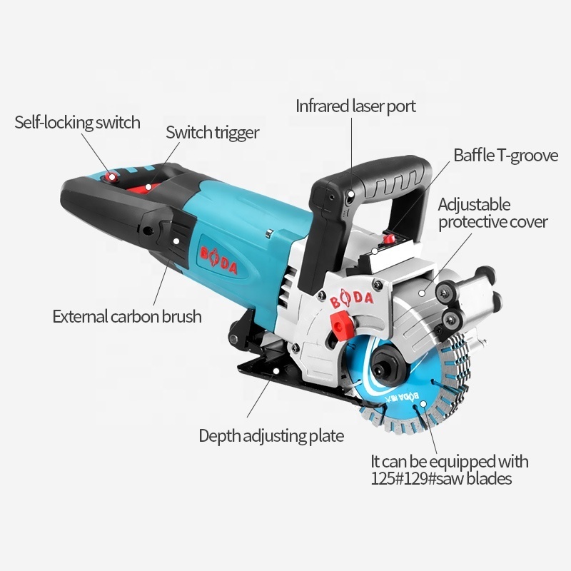 Boda CW7-125B wholesale electric wall grooving machine tool 3000W/4500W concrete brick wall chaser cutting machine