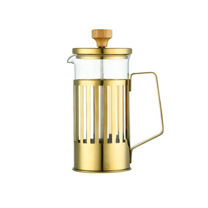 Eco-Friendly Electroplate Gold French Press Coffee Maker 350ml Disposable French Press Tea And Coffee Plunger