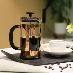 Hot Selling 2024 1000ml Eco-Friendly Stainless Steel Plating Rose Gold Luxury Style French Press Coffee Maker