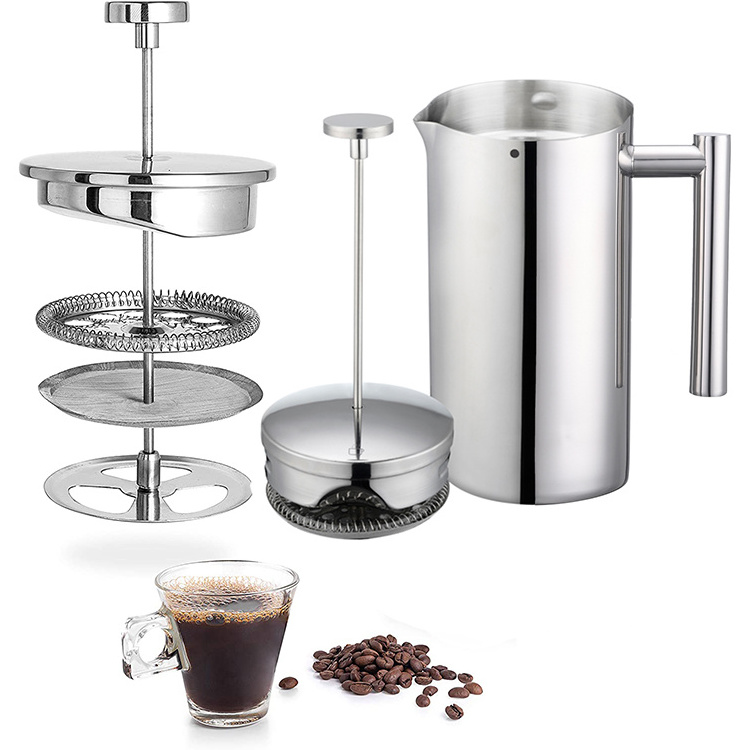 cafetera francesa pot set stainless steel metal glass travel portable filter maker coffee french press