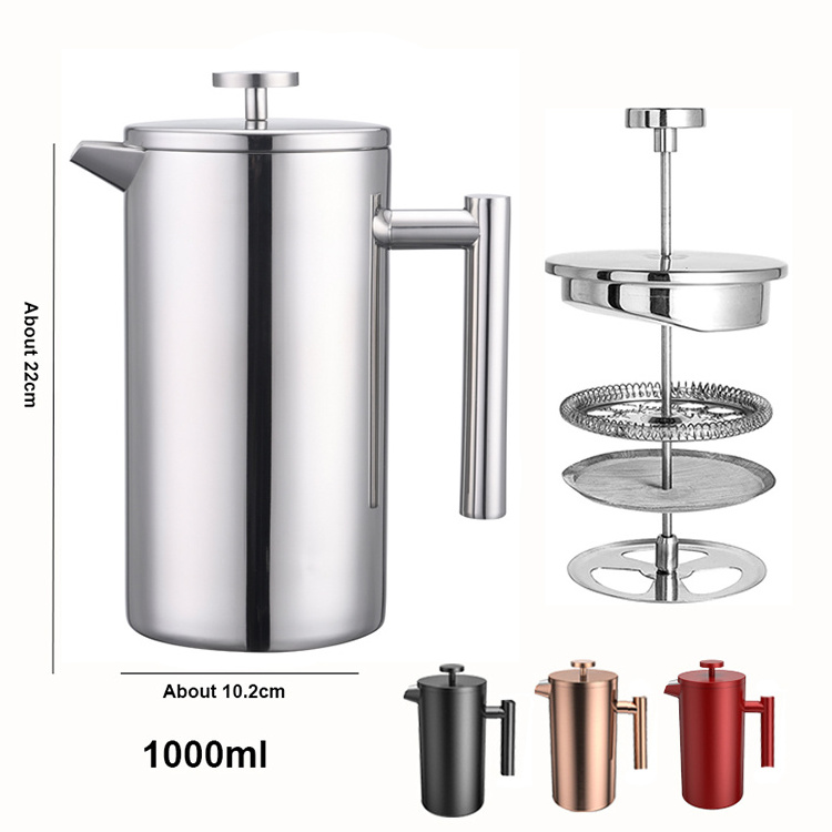 Insulated Coffee and Tea Maker Camping Travel Double Wall Stainless French Press