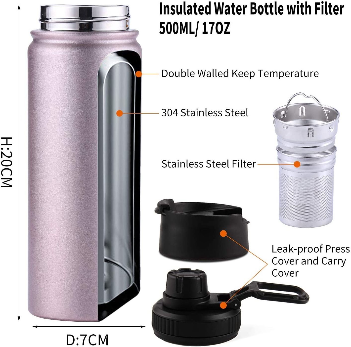 Tea Infuser Bottle Insulated HOT Coffee Thermos 32oz Fruit Infused Water Flask stainless steel water bottle with fruit filter