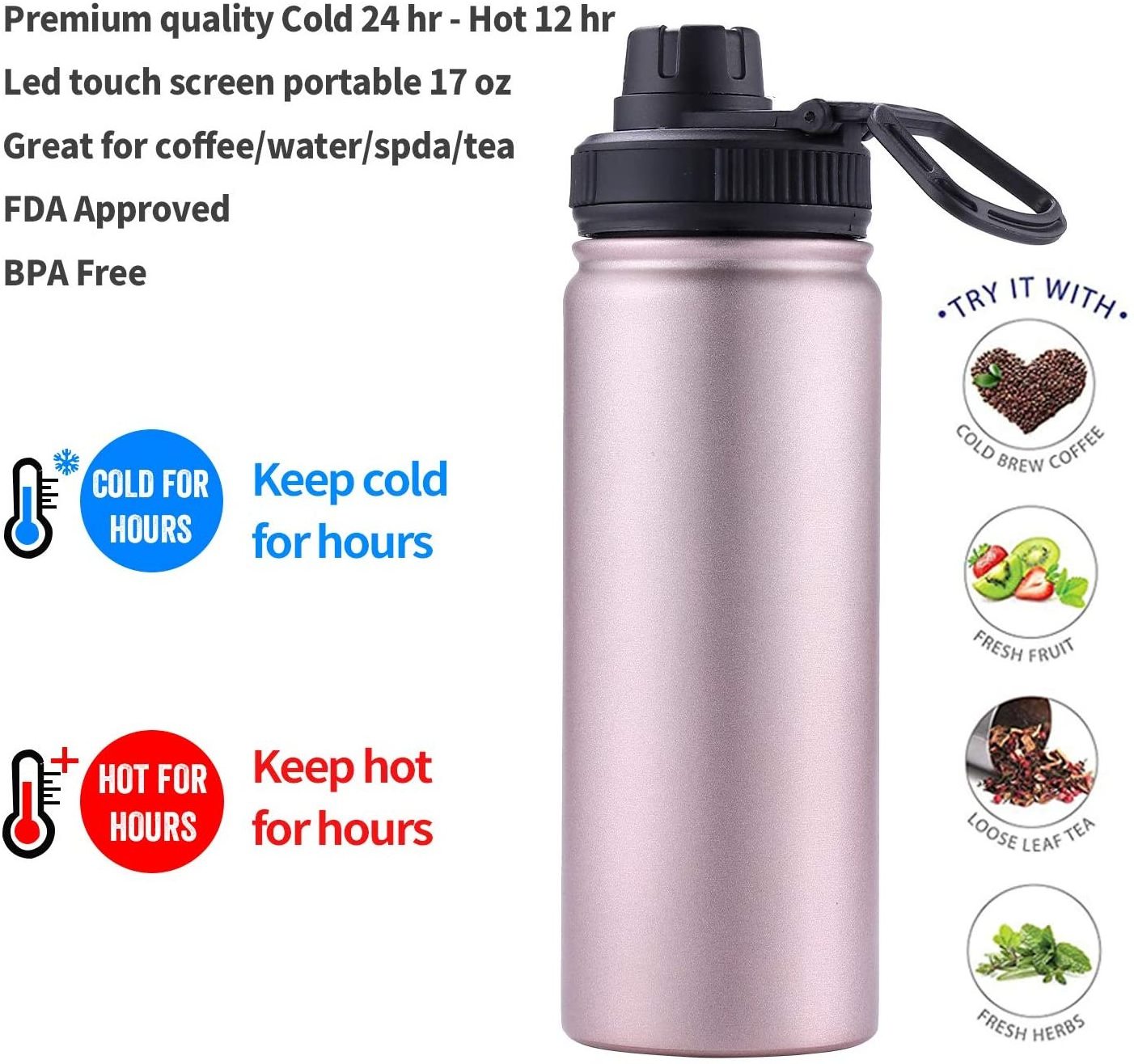 Tea Infuser Bottle Insulated HOT Coffee Thermos 32oz Fruit Infused Water Flask stainless steel water bottle with fruit filter