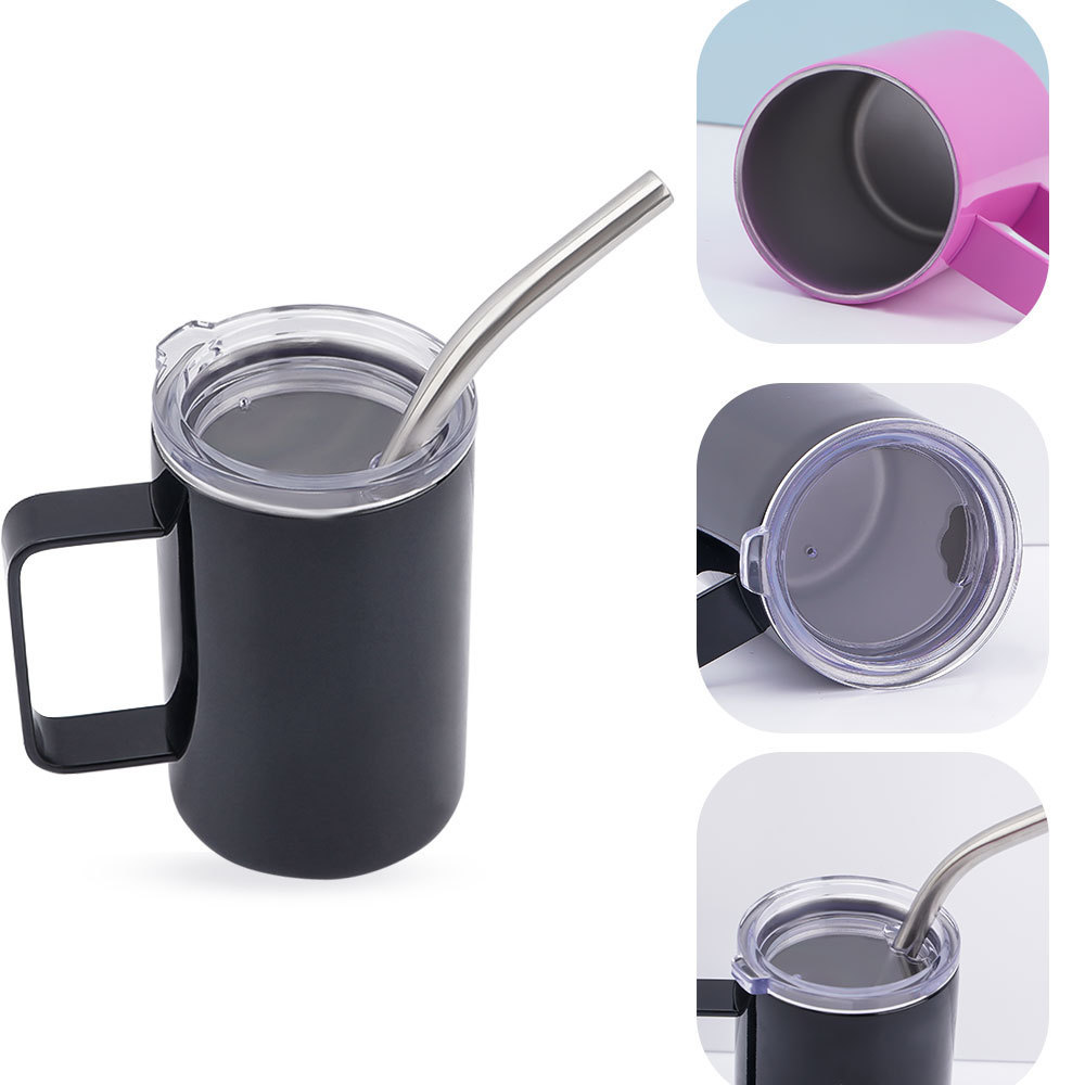 Hot Selling  3oz small glass with handle Stainless Steel Shot Glass 3oz Mini Tumbler With Straw And Lid