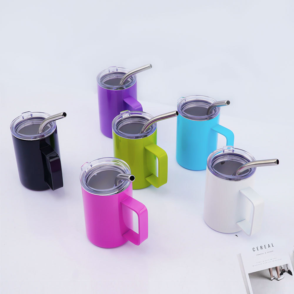 Hot Selling  3oz small glass with handle Stainless Steel Shot Glass 3oz Mini Tumbler With Straw And Lid