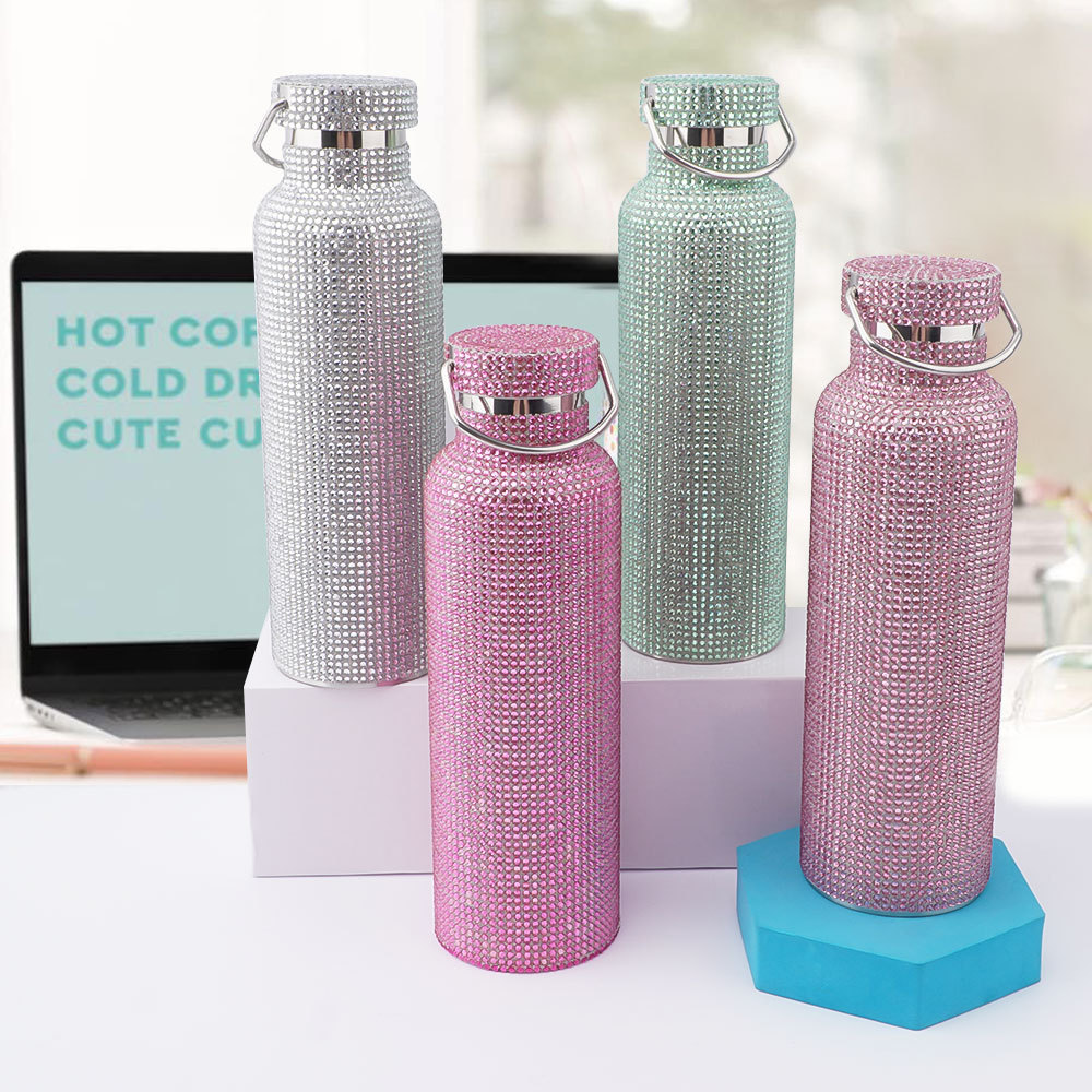 20oz Multi-purpose diamond bling water bottle 20oz rhinestone bottle with glittered diamond