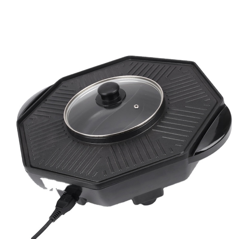 Multi-Function  smokeless hot pot  portable 2 in 1 electric hotpot and electric grill