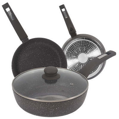 kitchenware deep frypan marble cookware non stick aluminum pans and pots with remove handle fry pan sets