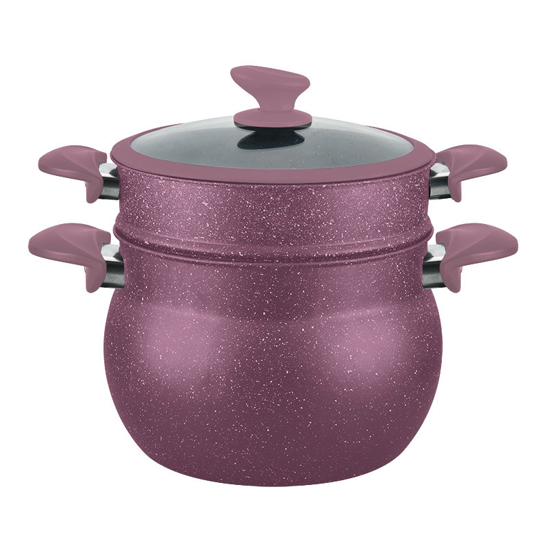 Competitive hot sale 20cm nonstick aluminum pasta pot multi hot pot with steamer for Belgium market