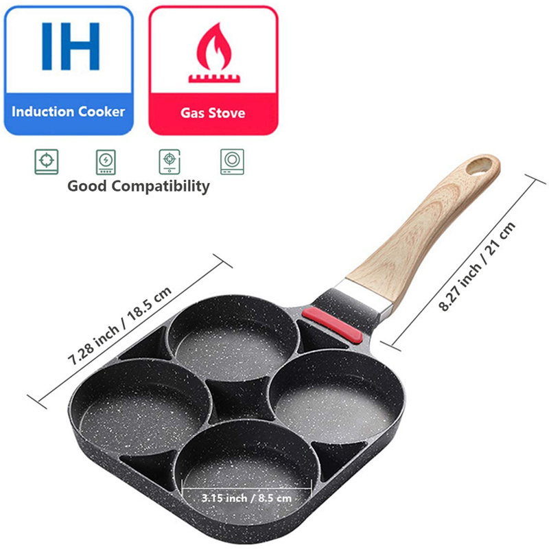 Competitive hot sell   aluminum  die casting 4holes egg pan marble stone coating square frying pan