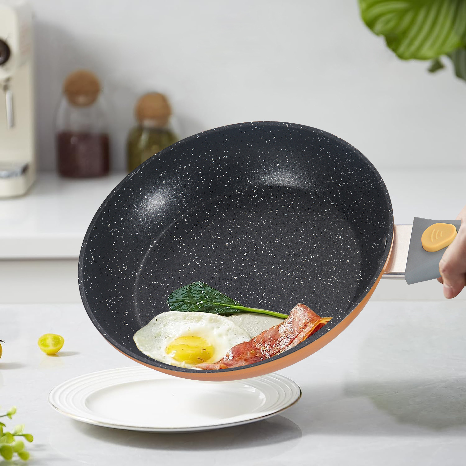 Nonstick Omelet Pan Skillet for all Stove Tops Include Induction Cooker, small wok with Heat Resistant Handle, APEO & PFOA-Free