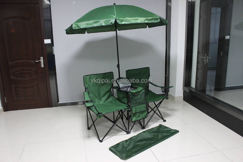 2 Person Double Beach Chair Lounge Chairs with Umbrellas and Table