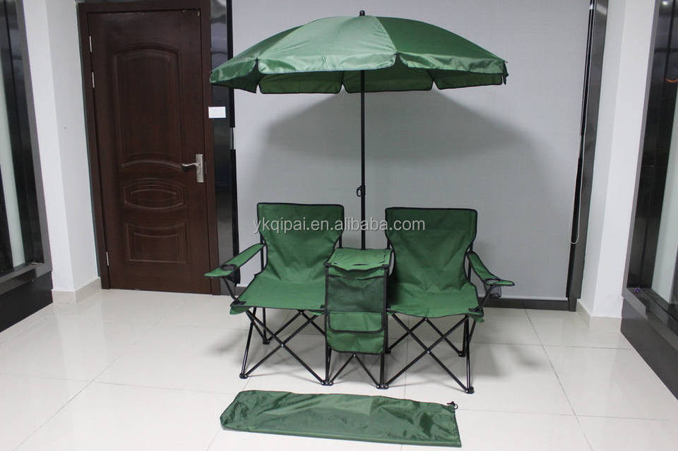 2 Person Double Beach Chair Lounge Chairs with Umbrellas and Table