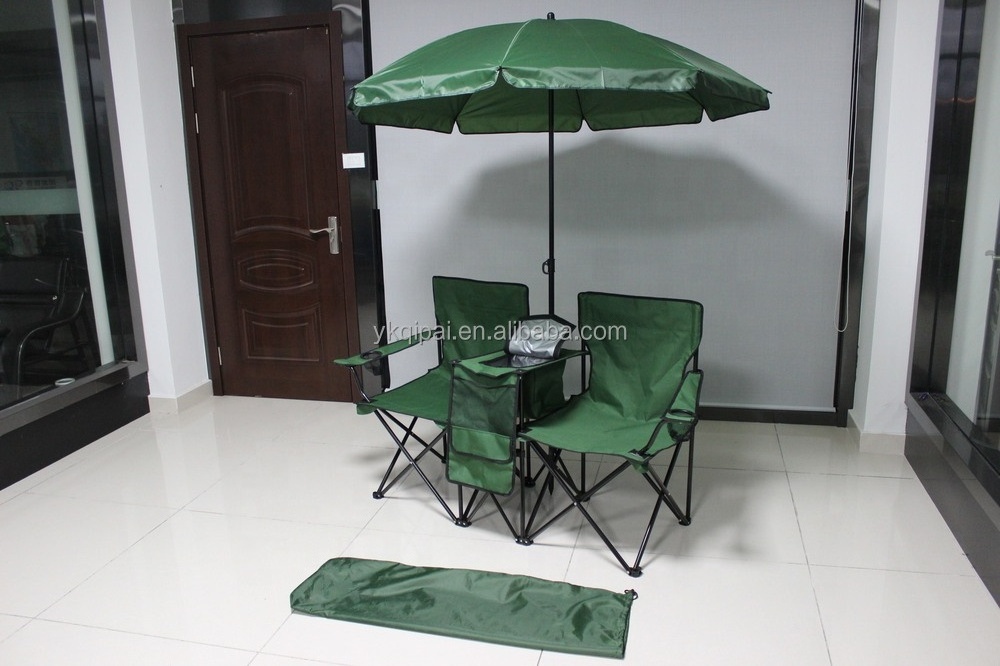 Hot Sale Folding Outdoor Furniture Beach Double Couples Lovers Chair With Bag Umbrella Fabric Camping Fishing Armchair