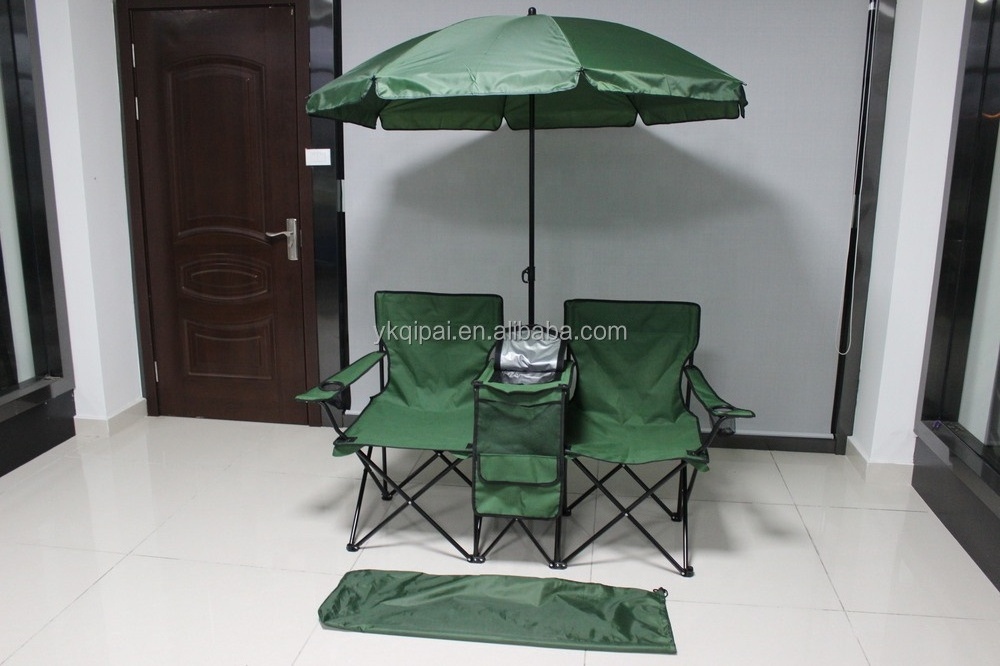 Hot Sale Folding Outdoor Furniture Beach Double Couples Lovers Chair With Bag Umbrella Fabric Camping Fishing Armchair