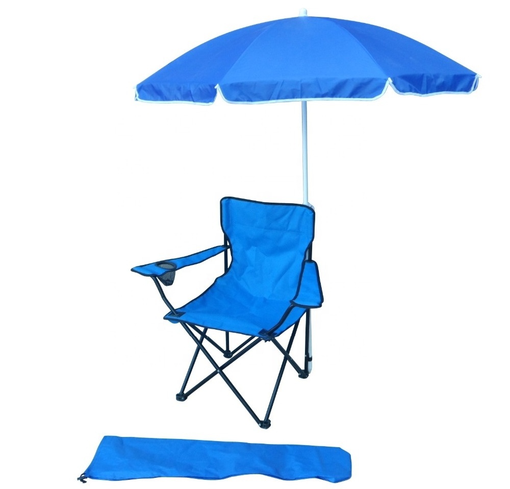 Adjustable kids folding beach chair with umbrella