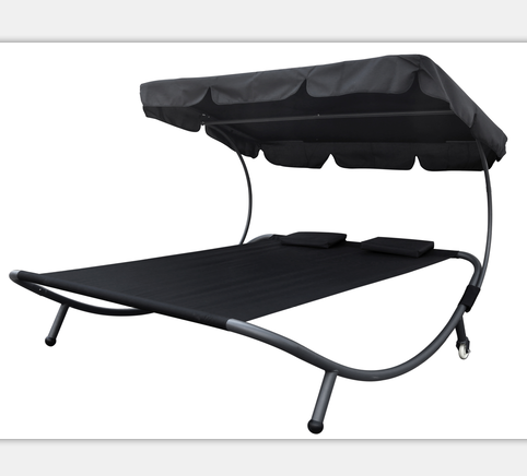 Modern Style  Outdoor Patio Folding Bed Double Chaise Lounge Portable Hammock Bed with Sun Shade