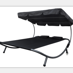 Modern Style  Outdoor Patio Folding Bed Double Chaise Lounge Portable Hammock Bed with Sun Shade