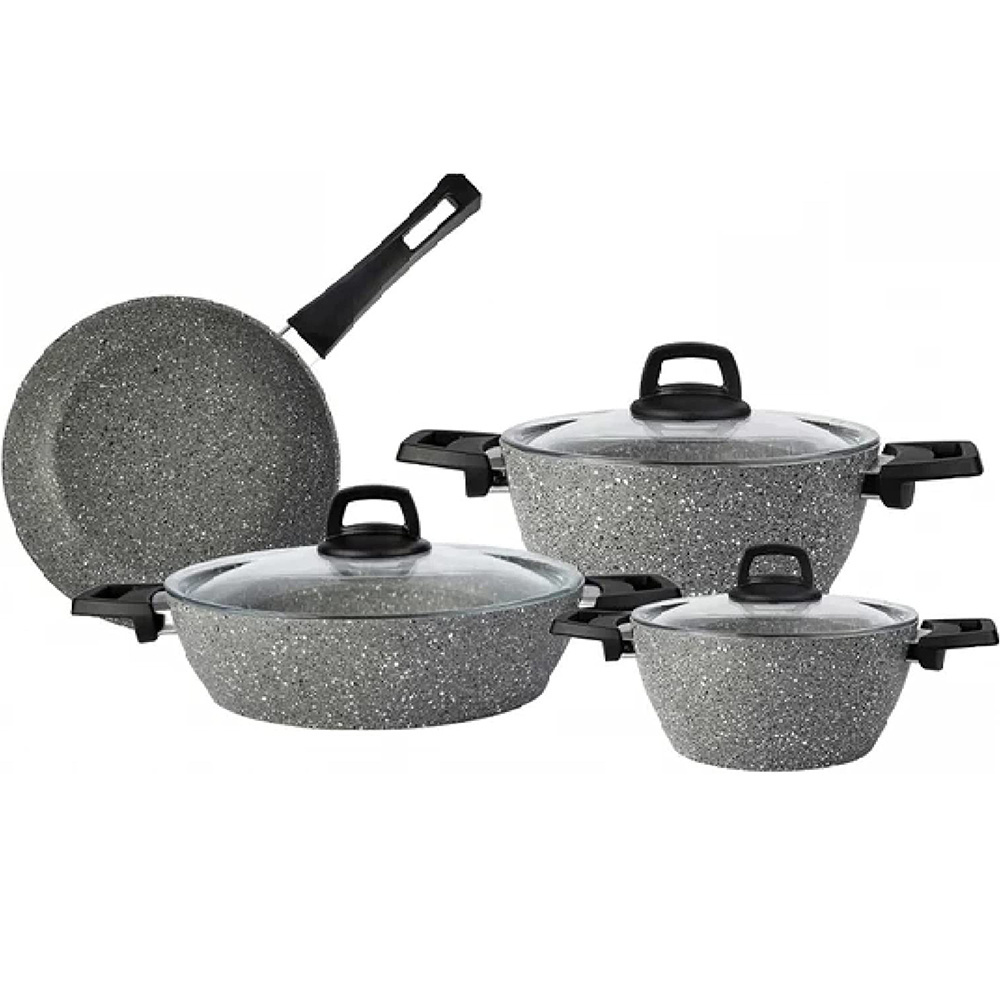 High quality 4 pcs forged aluminium nonstick marble stone coating saucepot frying pan turkey cookware sets