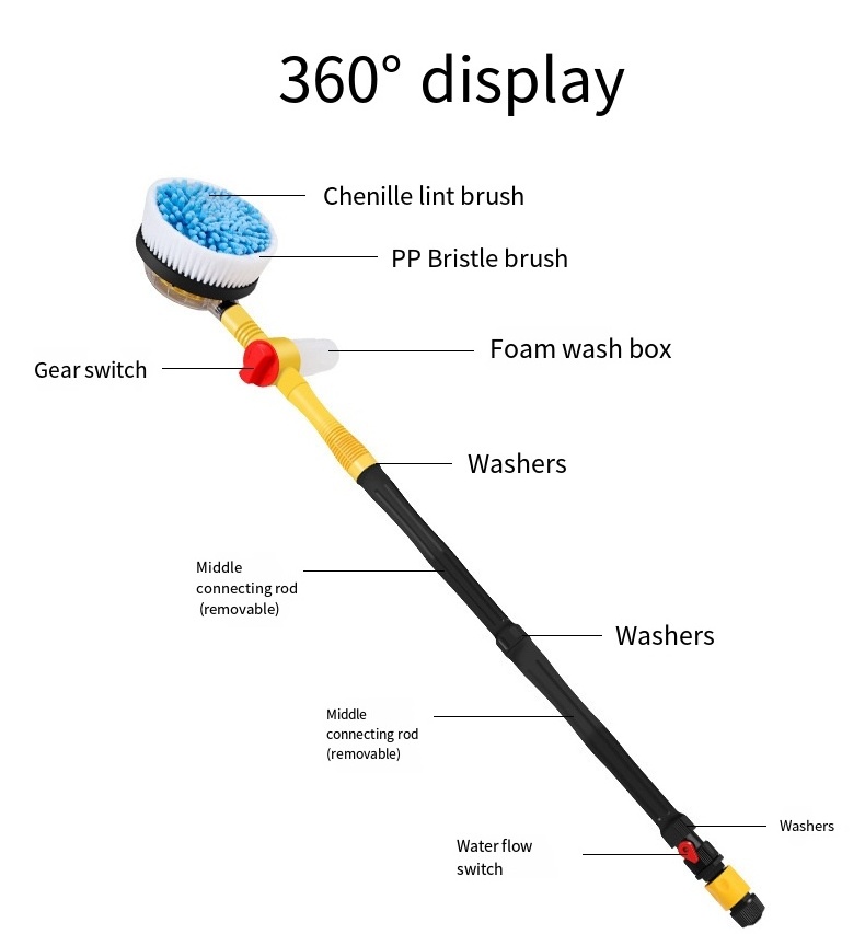 Factory Direct Selling Microfiber Rotating Car Wash Brush Multifunctional 360 Degree Car Wash Brushes Kit