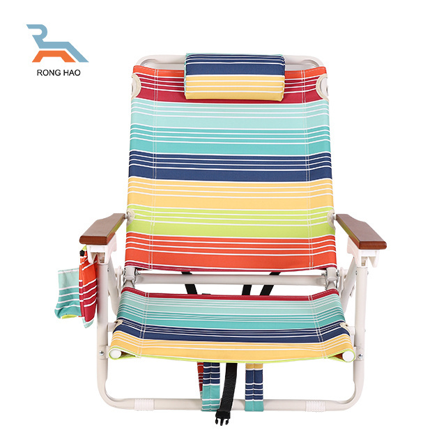 Customized Portable Lightweight Foldable Backpack Metal Beach Chair