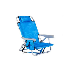 Wholesale Portable Folding Aluminum Beach Lounge Chair 5 Position Adjustable Backpack Beach Chair With Sidebag