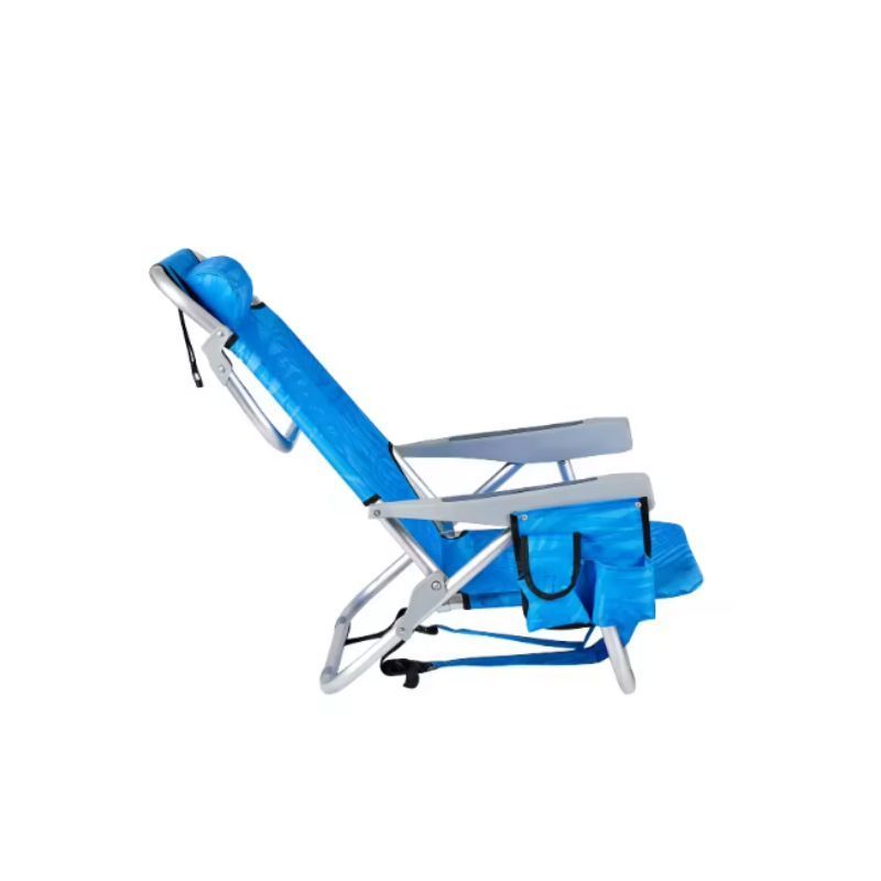 Wholesale Portable Folding Aluminum Beach Lounge Chair 5 Position Adjustable Backpack Beach Chair With Sidebag