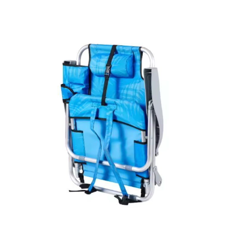 Wholesale Portable Folding Aluminum Beach Lounge Chair 5 Position Adjustable Backpack Beach Chair With Sidebag