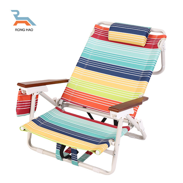 Customized Portable Lightweight Foldable Backpack Metal Beach Chair