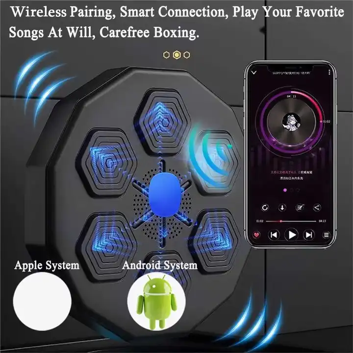 Indoor Smart bluetooth onepunch music boxing target training machine adult wall mounted trainer kicking pad with gloves