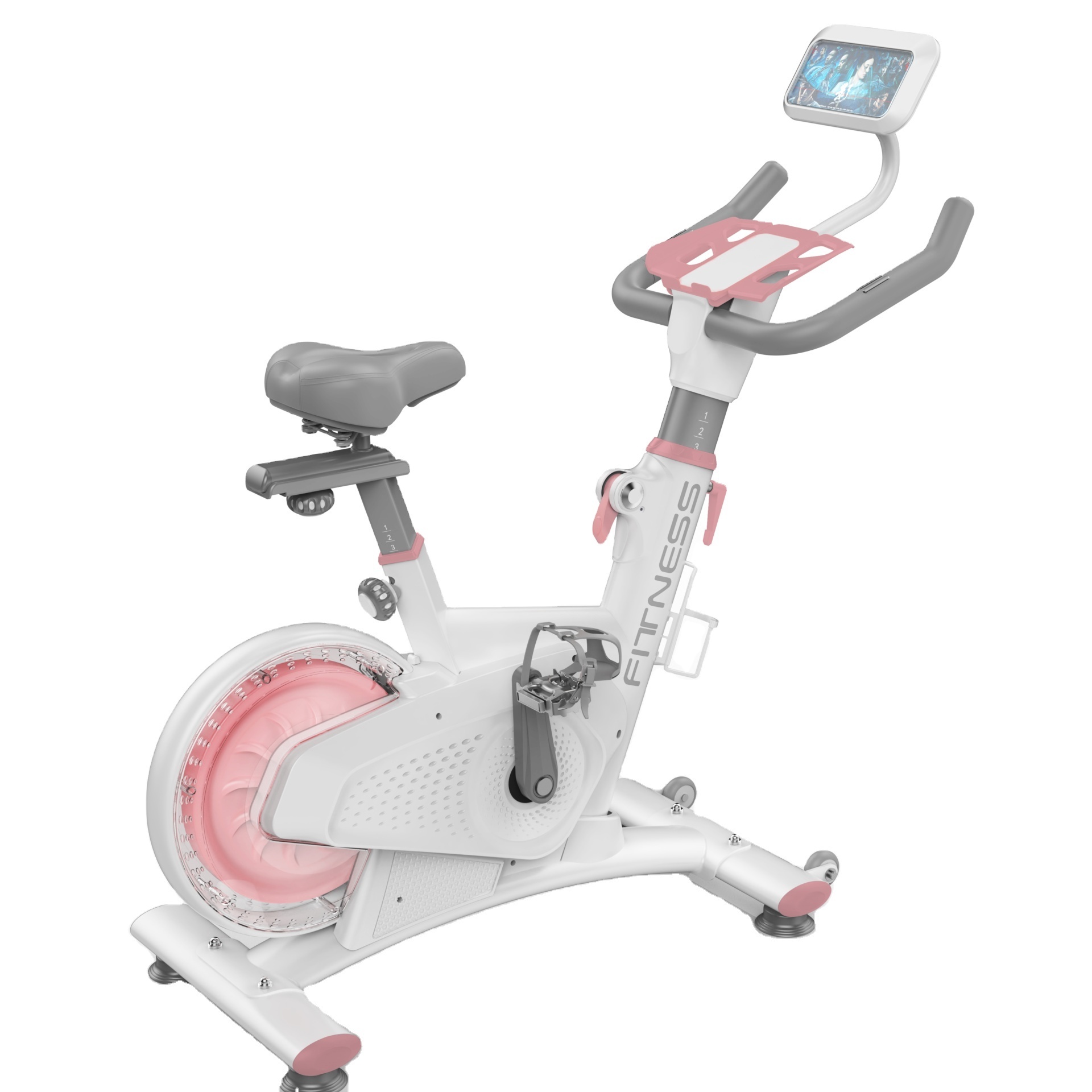 Cycling pedals  spinning Stationary Commercial Standard Exercise Bike  with  8kg Flywheel  Ipad Mount  Soft Cushion LCD Display