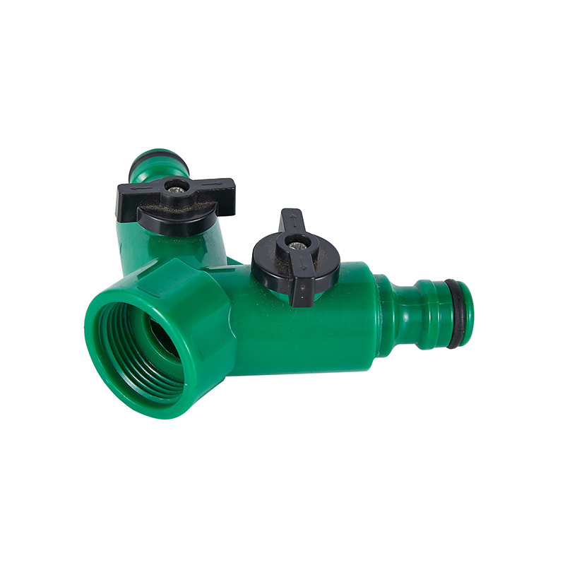 Plastic Y Shape Hose Coupling Connector With Valve Shut Off Hose Fittings