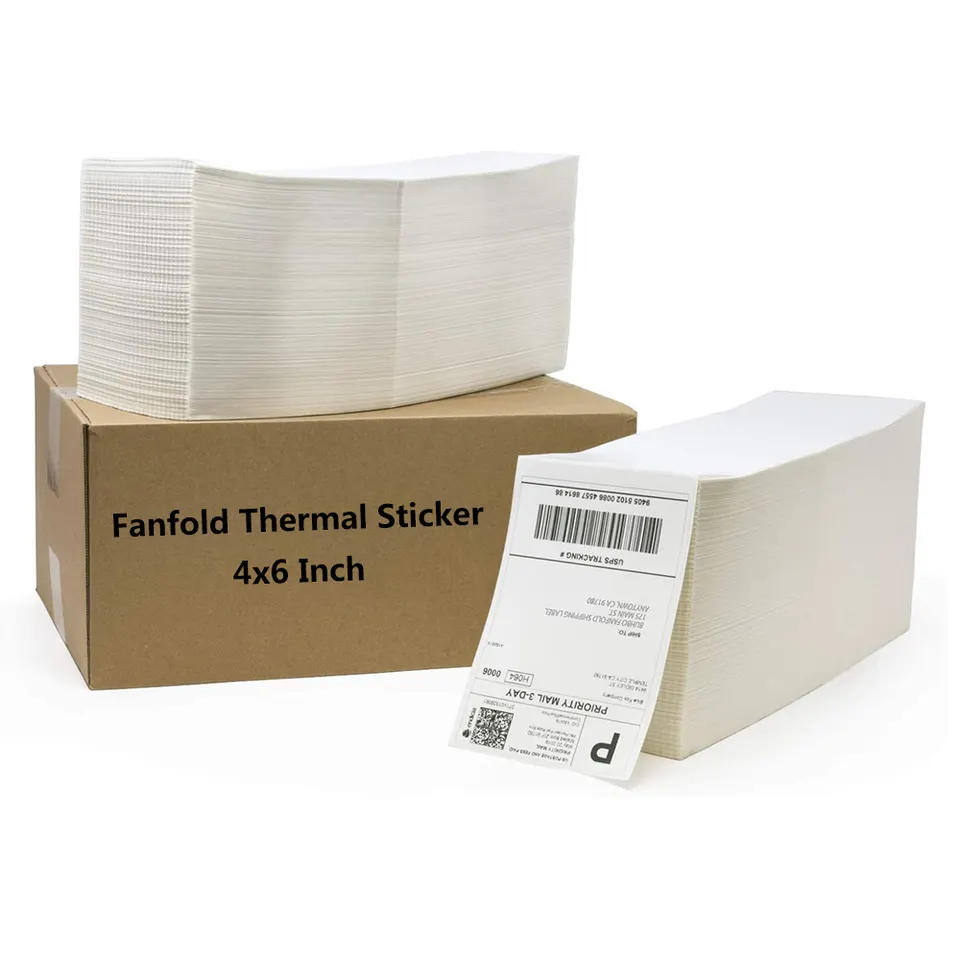 A6 Folding thermal label Sticker Paper 100x150x500 roll Shipping label 4x6 fan Folding blank waybill label