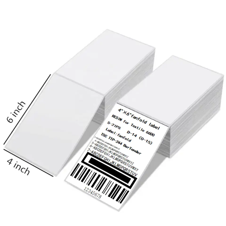 A6 Folding thermal label Sticker Paper 100x150x500 roll Shipping label 4x6 fan Folding blank waybill label