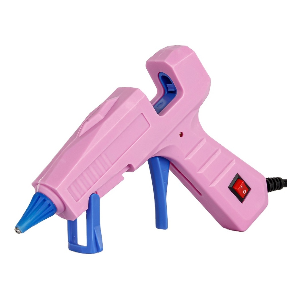 Hot selling outlet 20W hot melt glue gun 7mm hot melt glue special Small glue gun 110-220V with Baby pink color